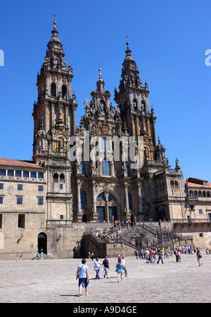 Prächtige Kathedrale Santiago De Compostela-Camino-Way of St James Galizien A Coruña Spanien España Iberia Europe Stockfoto