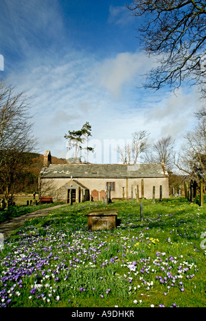 Kirche von St. Johannes Evangelist, Waberthwaite. Nationalpark Lake District, Cumbria, England, Großbritannien, Europa. Stockfoto