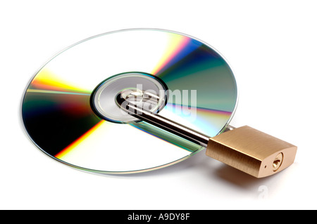 CD und Vorhängeschloss Stockfoto