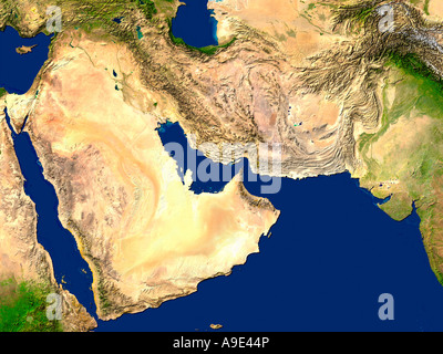 Satellitenbild des Nahen Ostens Stockfoto