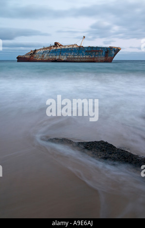 Das Wrack der SS American Star, Playa de Garcey, Fuerteventura, Kanarische Inseln, Islas Canarias, Spanien, España, Europa, Europa Stockfoto