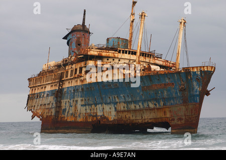 Das Wrack der SS American Star, Playa de Garcey, Fuerteventura, Kanarische Inseln, Islas Canarias, Spanien, España, Europa, Europa Stockfoto