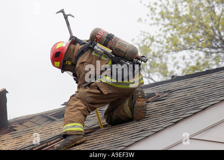 Feuerwehr-Übung kontrolliert Brennen eines Hauses McLean Virginia Stockfoto