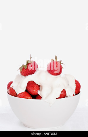Erdbeeren und Sahne Stockfoto