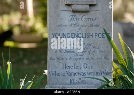 Rom Italien das Grab des englischen Dichters John Keats protestantischen Friedhof Cimitero Acattolico Stockfoto