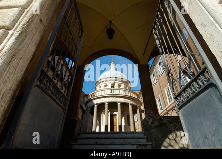 Rom Italien Tempietto di Bramante Piazza San Pietro in Montorio auf dem Gianicolo-Hügel Stockfoto