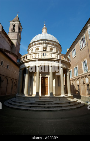 Rom Italien Tempietto di Bramante Piazza San Pietro in Montorio auf dem Gianicolo-Hügel Stockfoto