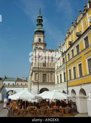 Ratusz (Rathaus) und alten armenischen Händlern Häuser, Rynek Wielki, Zamosc, malopolska, Polen. Stockfoto