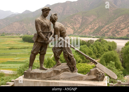 Drum-Stein Dorf Statue des langen Marsches, Yunnan Stockfoto