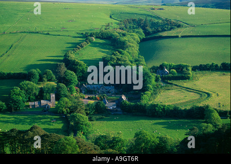 Das Dorf Oare inmitten der Lorna Doone Valley Exmoor Nationalpark Somerset Devon Grenze England UK Stockfoto
