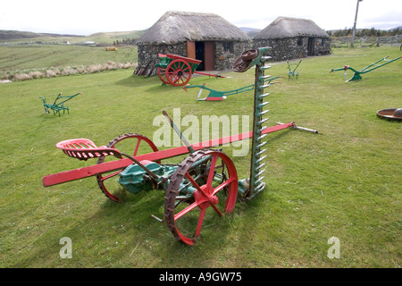 Altes Pferd gezogenen Mähdrescher Isle Of Skye, Schottland Stockfoto