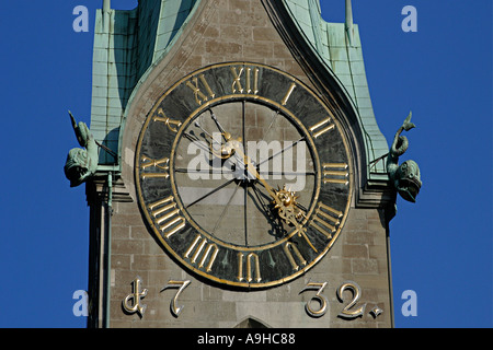 Schweiz Zürich Fraumünster Kirche Glockenturm Stockfoto