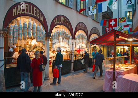 Schweiz Tessin Lugano Altstadt Via Pessina Stockfoto