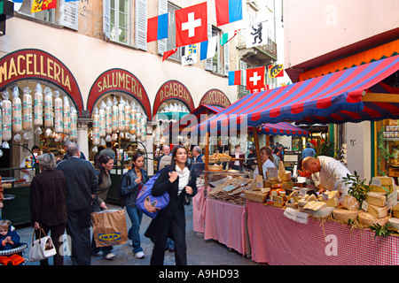 Schweiz Tessin Lugano Altstadt Via Pessina Stockfoto