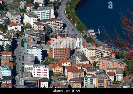 Lugano Paradiso Mario Botta moderne Architektur 1986 1992-Luftaufnahme Stockfoto