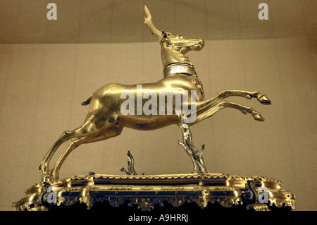 Goldenen Rehbock Skulptur, Residenz, Finanzministerium, München, Bayern, Deutschland Stockfoto