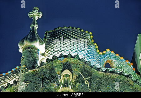 Casa Batllo 1904 1906 von Gaudi Barcelona Spanien Detail Dach Stockfoto