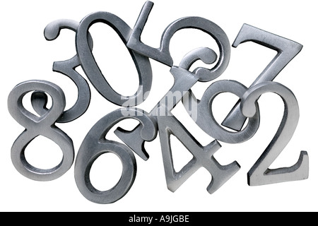 ein Haufen von Legierung Zahlen Stockfoto