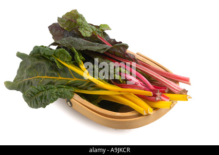 Rote und gelbe Mangold in trug Stockfoto