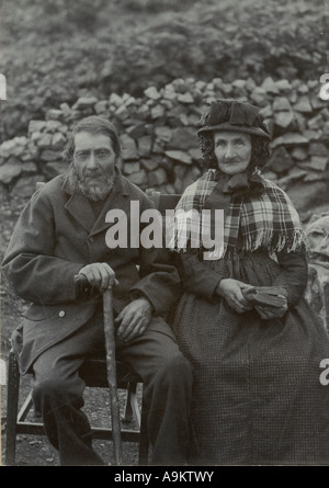 Kabinett Foto von älteren walisischen Ehepaar von Fishguard um 1870 Stockfoto