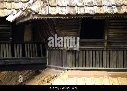 Abdichtung sidewindow padmanafapuram Holz- Palast, der tilein Frauen Bereich thakkala keralam, Tamil Nadu Stockfoto