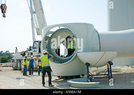 Klinge für Windkraftanlage. Lleida, Spanien Stockfoto