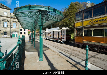 1900 Glasgow Corporation Straßenbahn im Crich Tramway Village, in der Nähe von Matlock, Derbyshire, England, UK Stockfoto