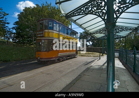 1900 Glasgow Corporation Straßenbahn im Crich Tramway Village, in der Nähe von Matlock, Derbyshire, England, UK Stockfoto