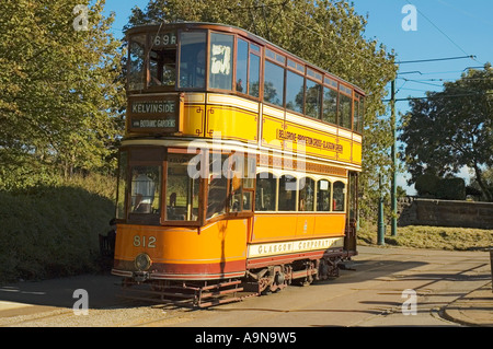 1900 Glasgow Corporation Straßenbahn im Crich Tramway Village, in der Nähe von Matlock, Derbyshire, England, UK Stockfoto