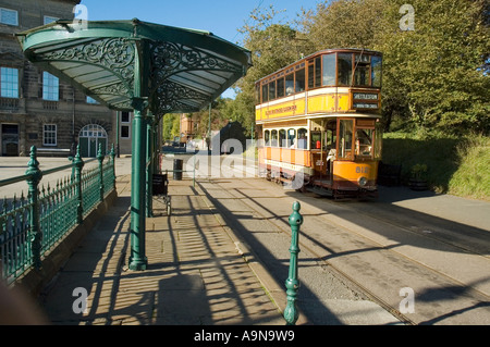 1900 Glasgow Corporation Straßenbahn im Crich Tramway Village, in der Nähe von Matlock, Derbyshire, England, UK Stockfoto