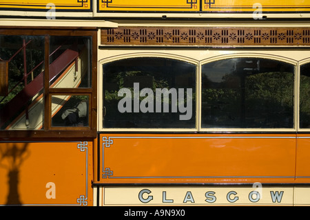 1900 Glasgow Corporation Straßenbahn im Crich Tramway Village, in der Nähe von Matlock, Derbyshire, England, UK Stockfoto