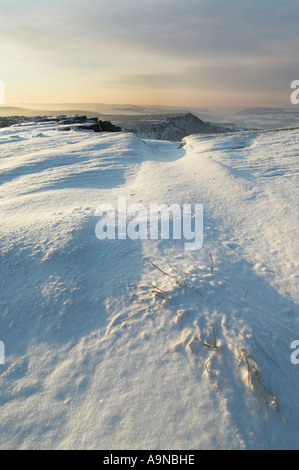 Neuschnee Froggatt Edge Derbyshire Peak District Nationalpark England UK GB EU Europa Stockfoto