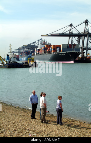 Southampton Containerterminal am Southampton Water England Grossbritannien Südengland. Völker-Aktivitäten Stockfoto