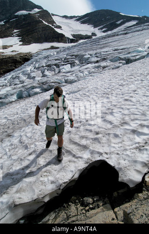 Wanderer auf Gletscher Jackson Gletscher Glacier Nationalpark Montana USA Stockfoto