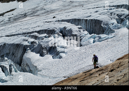 Wanderer auf Gletscher Jackson Gletscher Glacier Nationalpark Montana USA Stockfoto