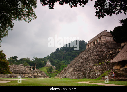 Tempel der Inschriften, Grab des Kaisers Pacal, Palenque, archäologische Maya-Ruine Standort, Chiapas, Mexiko. Stockfoto