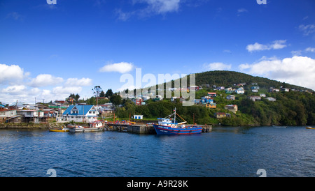 Die abgelegenen Dorf Puerto Aguirre in Patagonien, Südchile Stockfoto