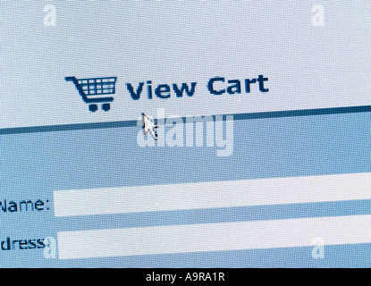 Nahaufnahme eines Online-Warenkorb Stockfoto
