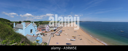 Panorama von Torcross und Slapton Sands an einem sonnigen Sommertag, South Devon. VEREINIGTES KÖNIGREICH Stockfoto