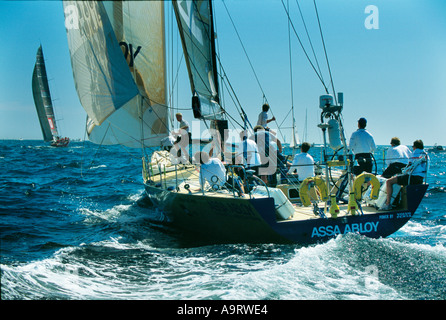 Yacht Assa Abloy gegen den Wind in den letzten beißen Bein Göteborg Kiel für das Volvo Ocean Race 2002 auf der ganzen Welt Stockfoto