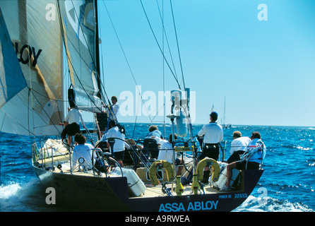 Yacht Assa Abloy gegen den Wind in den letzten beißen Bein Göteborg Kiel für das Volvo Ocean Race 2002 auf der ganzen Welt Stockfoto