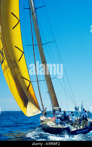 Yacht Assa Abloy gegen den Wind in den letzten beißen Bein Göteborg Kiel für das Volvo Ocean Race 2002 auf der ganzen Welt Stockfoto