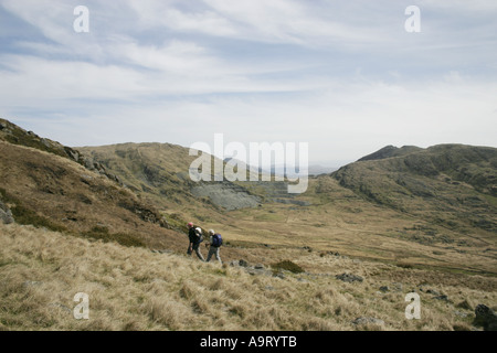 Annäherung an die Moel Hebog aus dem Südwesten in Snowdonia, Nordwales Stockfoto