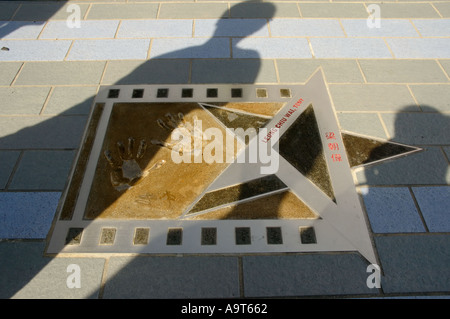 Leung Chiu Wai Tony Plaque feiert Hongkong-Kinos in Tsim Sha Tsui Stockfoto