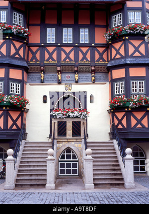 Das mittelalterliche Rathaus Rathaus in Wernigerode Sachsen Anhalt-Deutschland Stockfoto