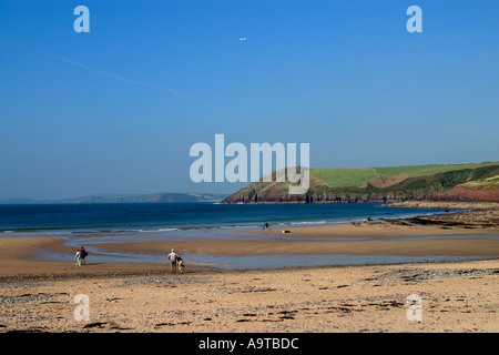 Strand-Szene Manorbier Pembrokeshire Wales Stockfoto