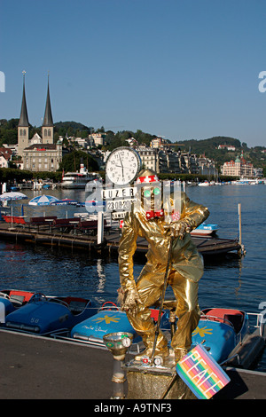 Schweiz Luzern See Streetart-Künstler Stockfoto