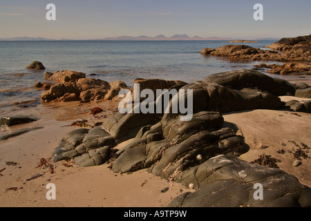 Paps Jura vom Ronachan Punkt, der Halbinsel Kintyre, Schottland Stockfoto