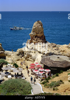 Algar Seco-Rock-Formation in der Nähe von Carvoeiro, Algarve, Portugal Stockfoto