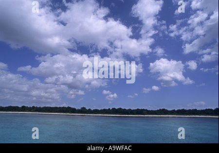 Blick über exquisite blauen Wasser auf den Strand von Cozumel Insel, Yucatan, Mexiko. Stockfoto